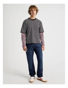 Straight At Waist Performance Jeans in Mid Blues