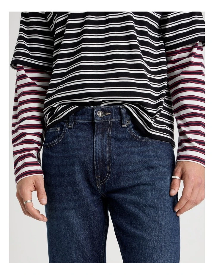 Straight At Waist Performance Jeans in Mid Blues image 5