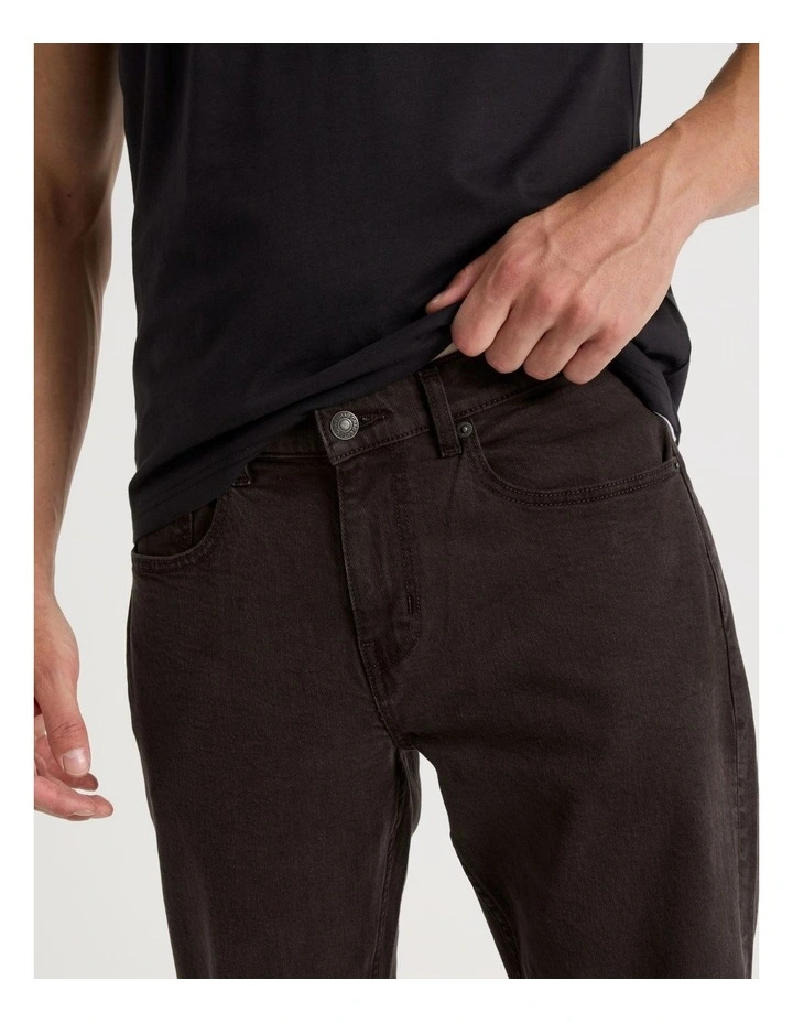 Regular Straight Jeans in Brown image 3