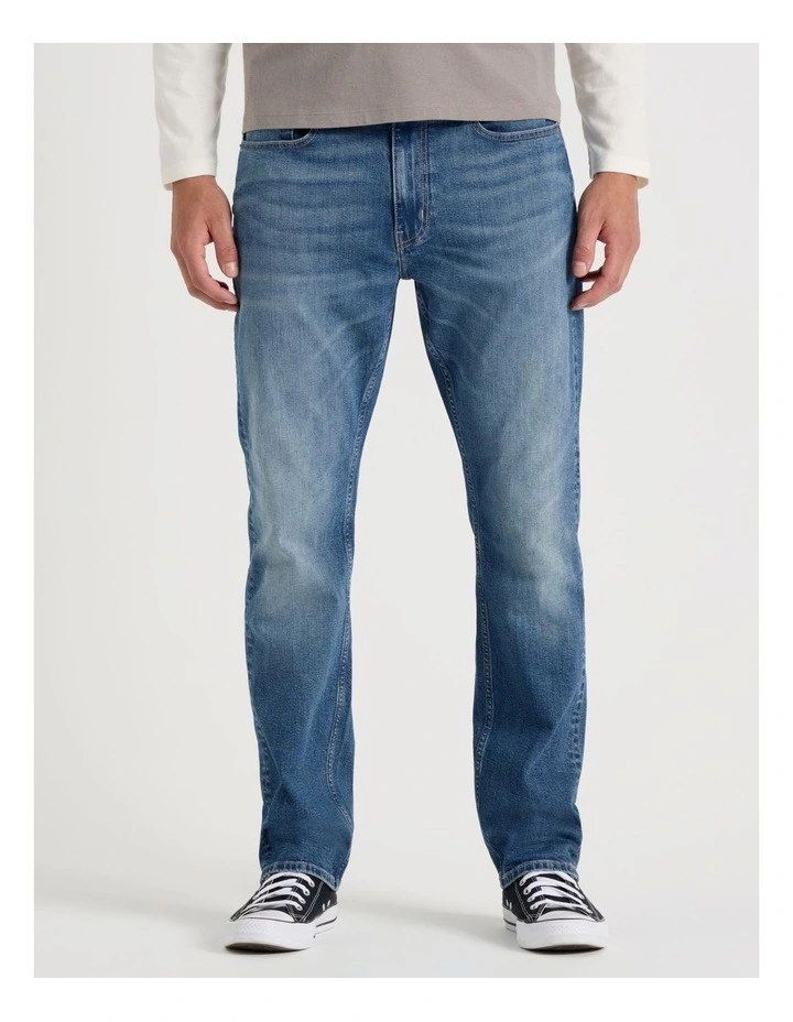 Straight At Waist Green Cast Jeans in Indigo image 1