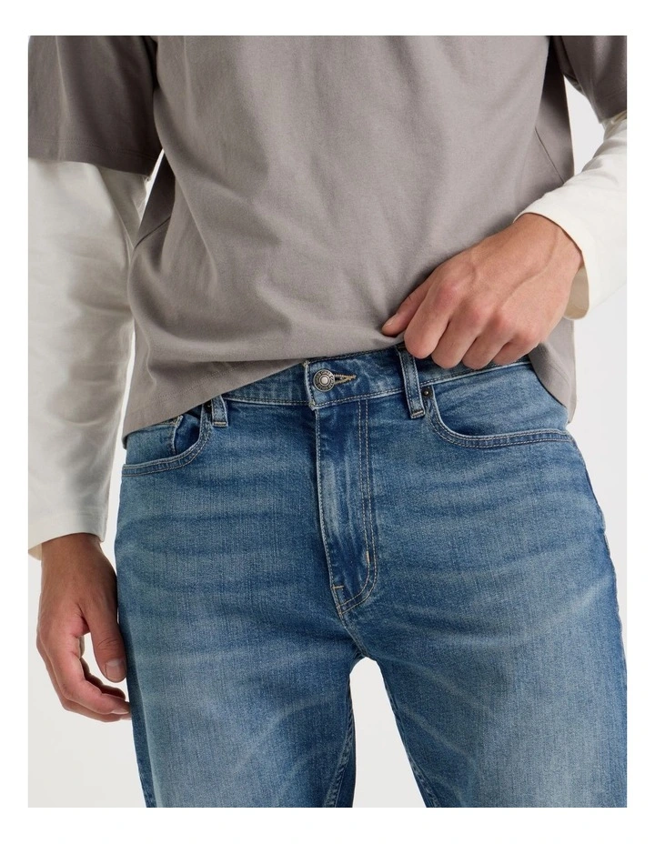 Straight At Waist Green Cast Jeans in Indigo image 3