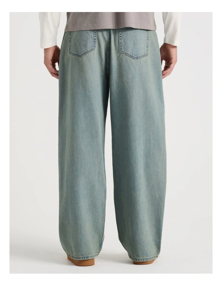 Loose Baggy Green Cast Jeans in Light Blue image 5