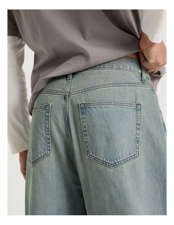 Loose Baggy Green Cast Jeans in Light Blue image 6