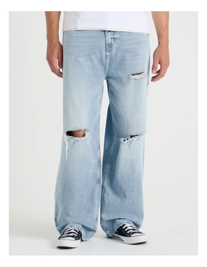 Loose Baggy Destroyed Jeans in Brt Blue image 1
