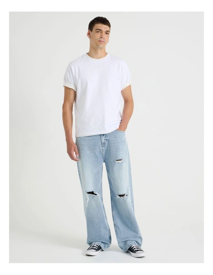 Loose Baggy Destroyed Jeans in Brt Blue image 2