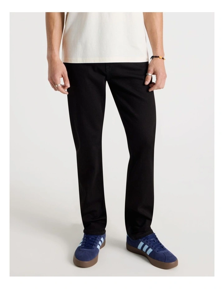 Slim Tapered Jeans in Black image 2