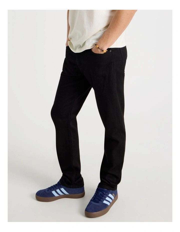 Slim Tapered Jeans in Black image 4