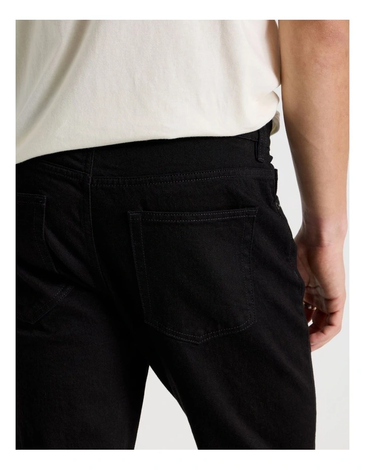 Slim Tapered Jeans in Black image 7