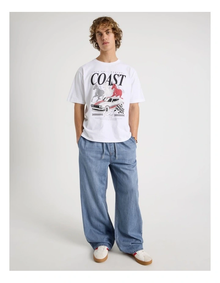 Lyocell Blend Elastic Waist Jeans in Mid Blues image 1
