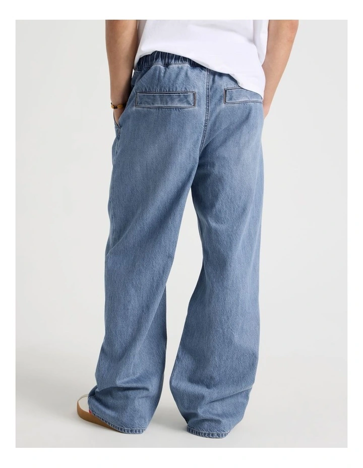 Lyocell Blend Elastic Waist Jeans in Mid Blues image 6