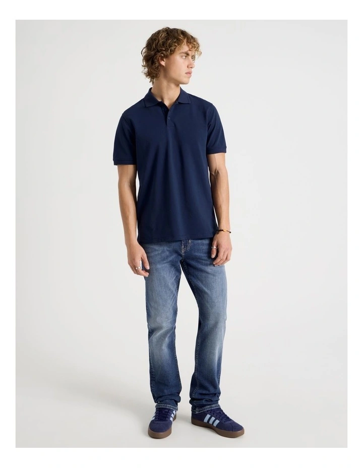 Slim Tapered Crosshatch Jeans in Mid Blues image 3