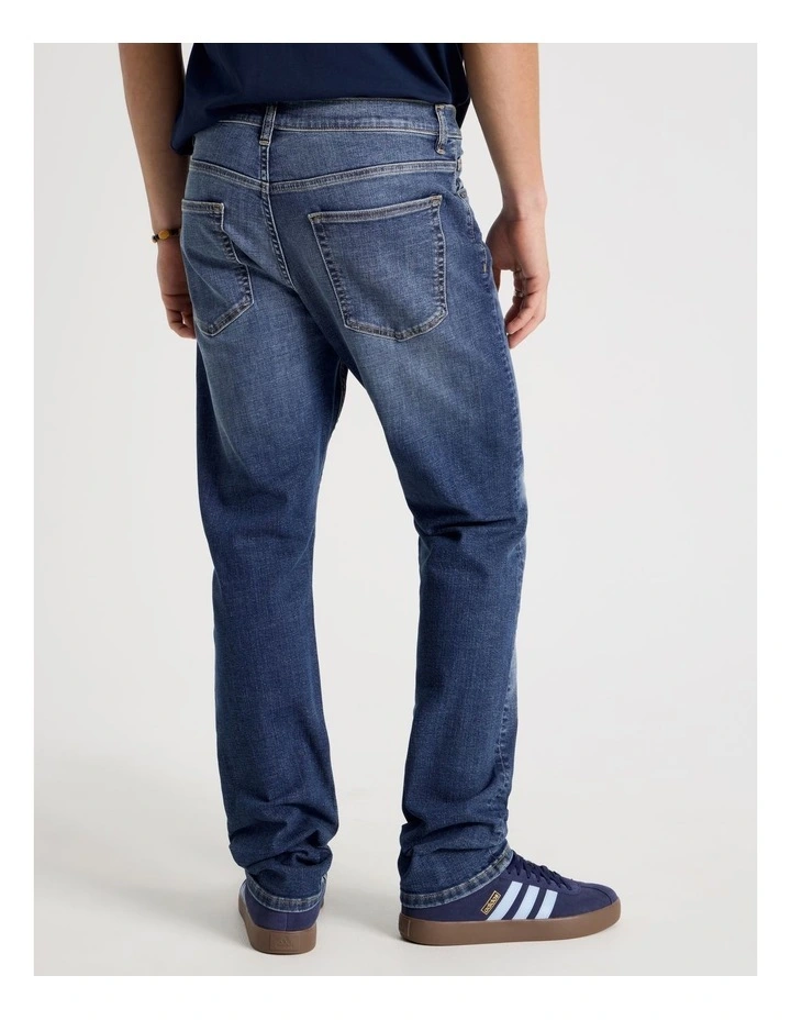 Slim Tapered Crosshatch Jeans in Mid Blues image 6