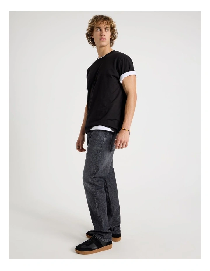 Straight At Waist Performance Jeans in Charcoal image 5