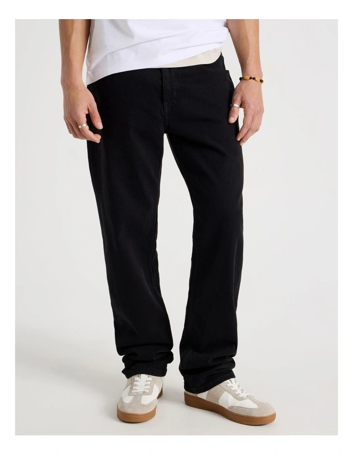 Regular Straight Jeans in Black image 2