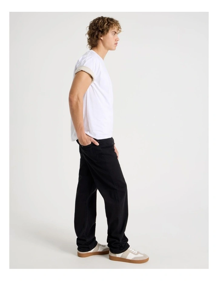 Regular Straight Jeans in Black image 3