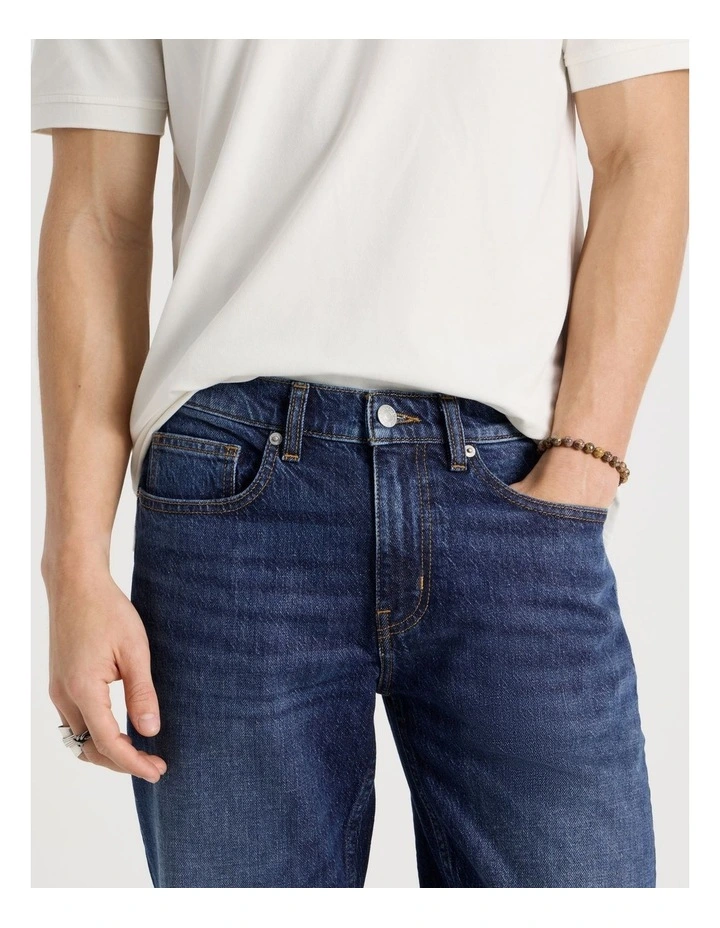 Regular Straight Performance Jeans in Dark Denim image 4