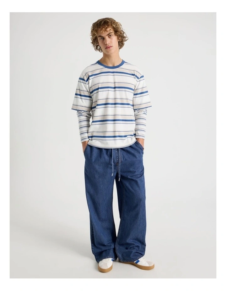 Lyocell Blend Elastic Waist Jeans in Bright Blue image 1