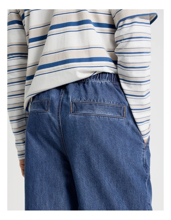 Lyocell Blend Elastic Waist Jeans in Bright Blue image 7