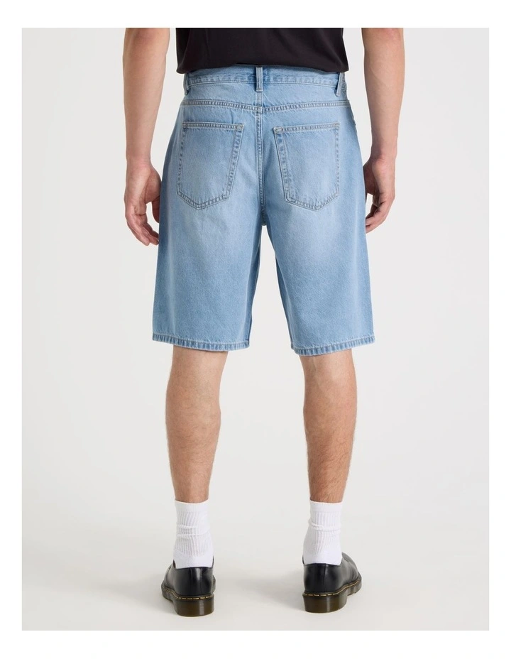Relaxed Denim Shorts in Light Blue image 6