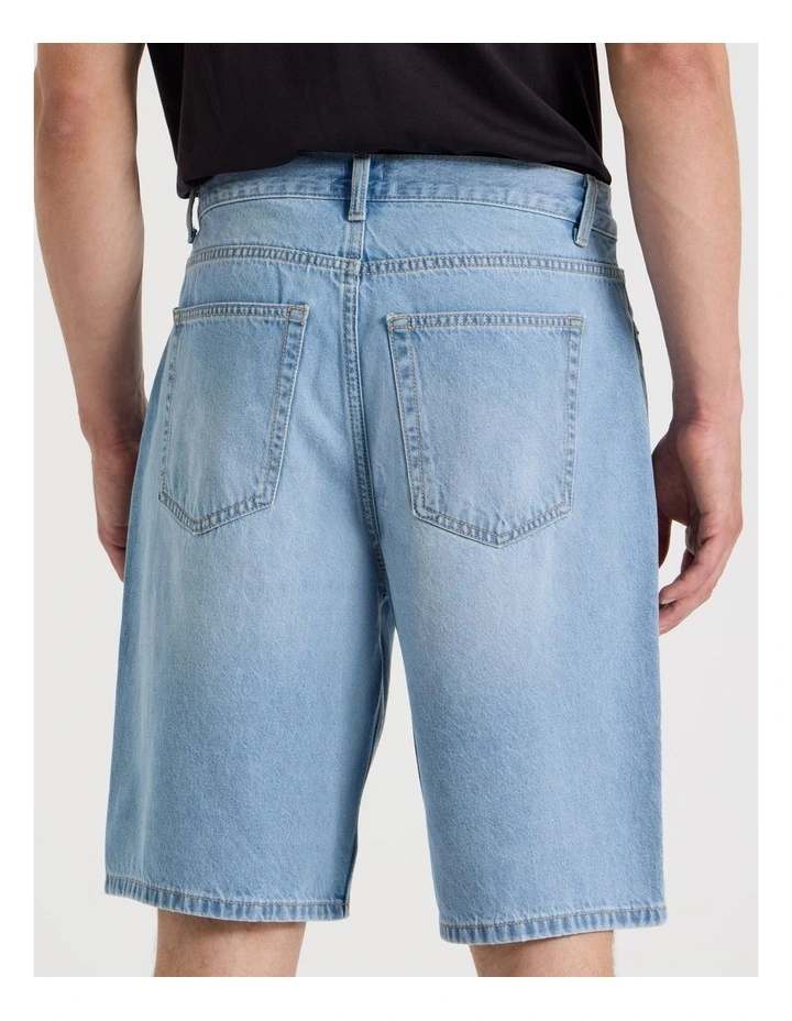 Relaxed Denim Shorts in Light Blue image 7