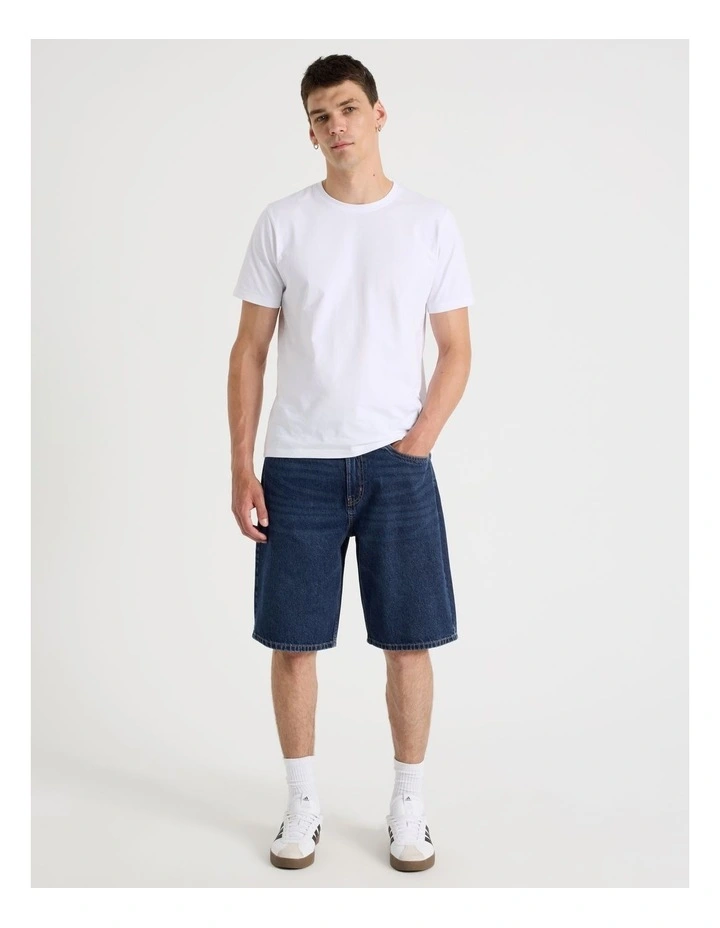 Relaxed Denim Shorts in Dark Denim image 3