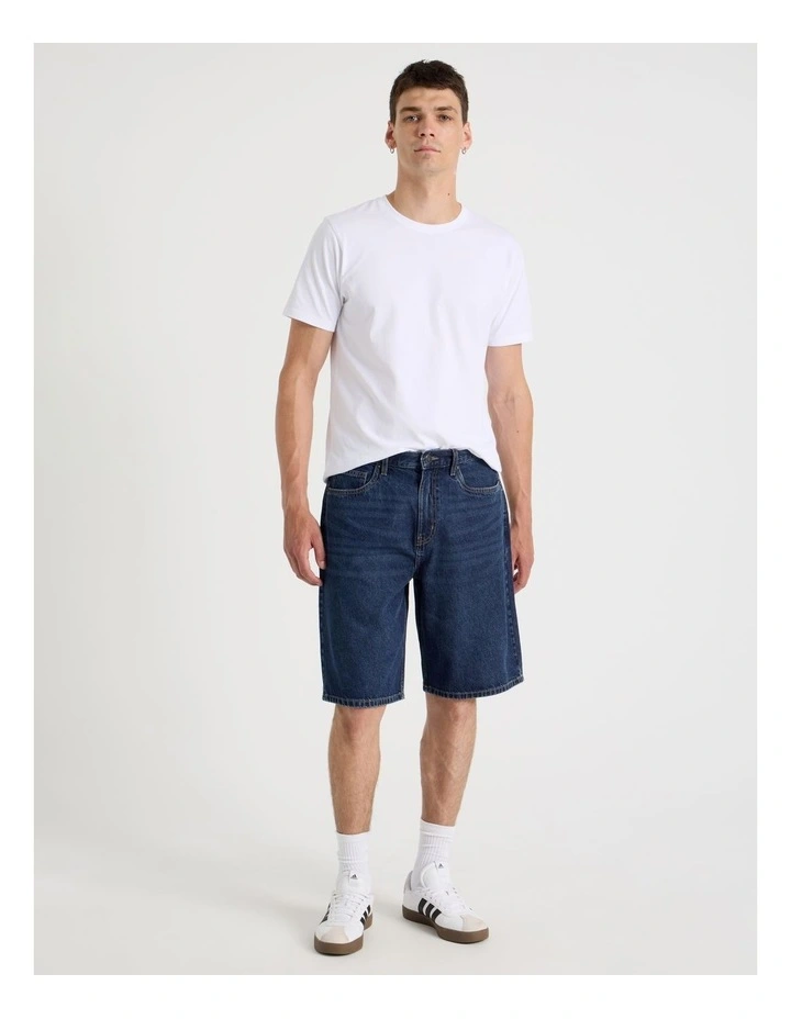 Relaxed Denim Shorts in Dark Denim image 5