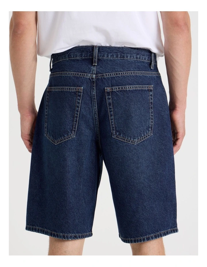 Relaxed Denim Shorts in Dark Denim image 7