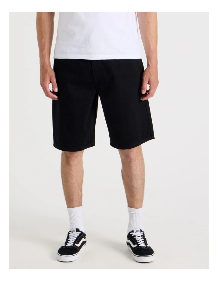 Relaxed Denim Shorts in Black image 5