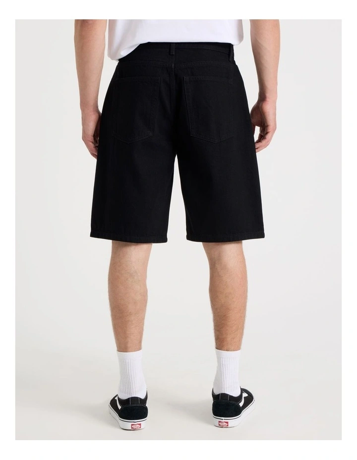 Relaxed Denim Shorts in Black image 6