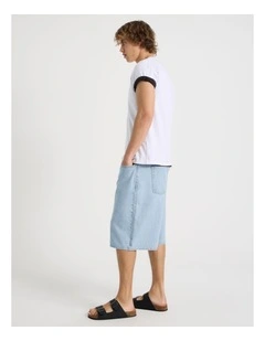 Baggy Long Shorts in Light Blue