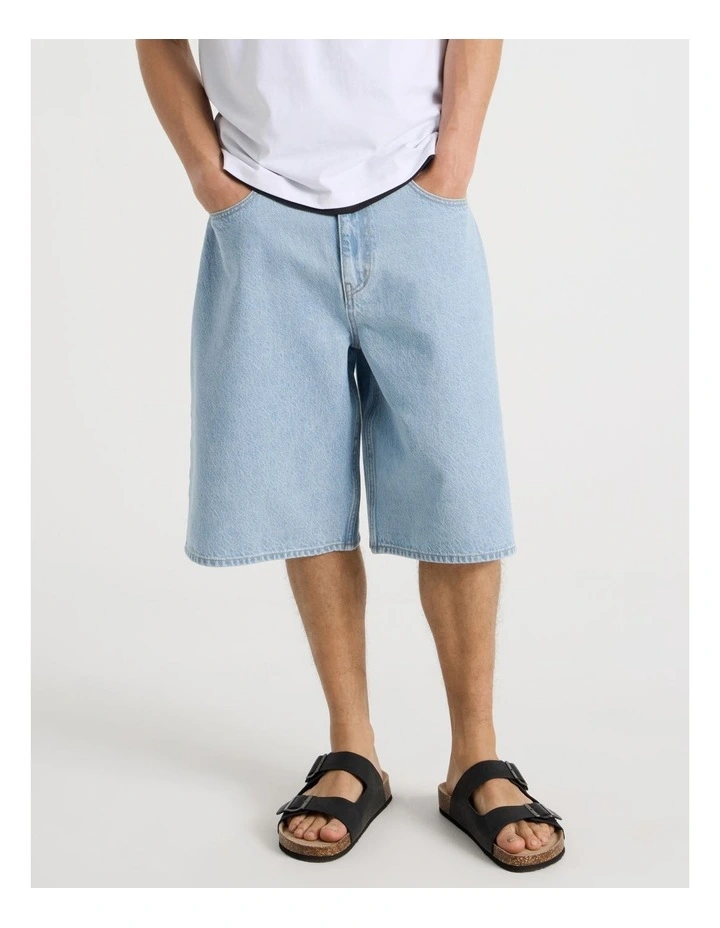 Baggy Long Shorts in Light Blue image 2