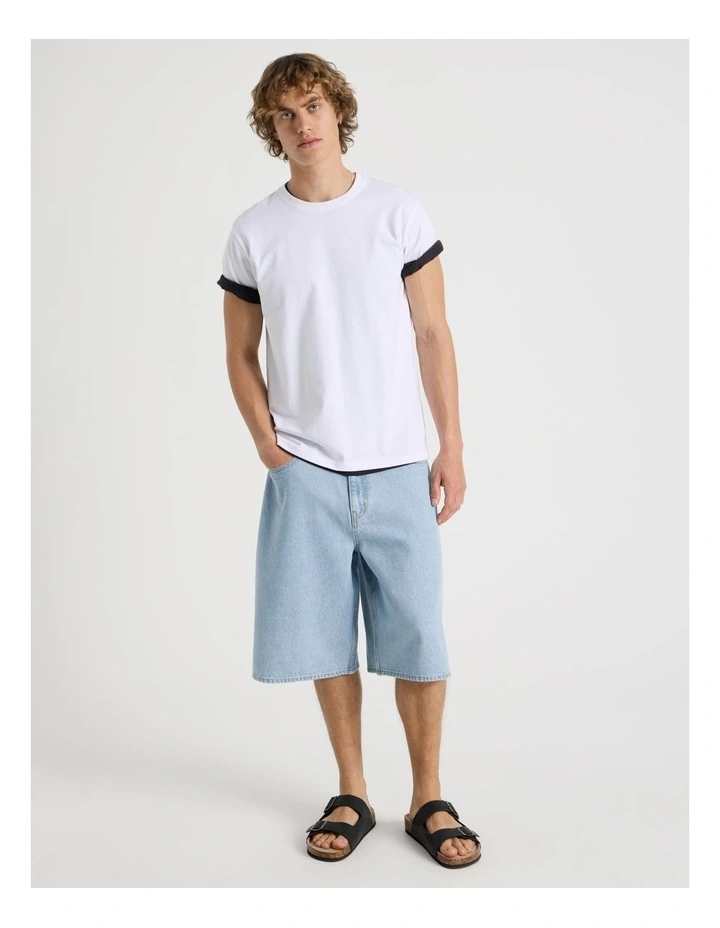 Baggy Long Shorts in Light Blue image 3