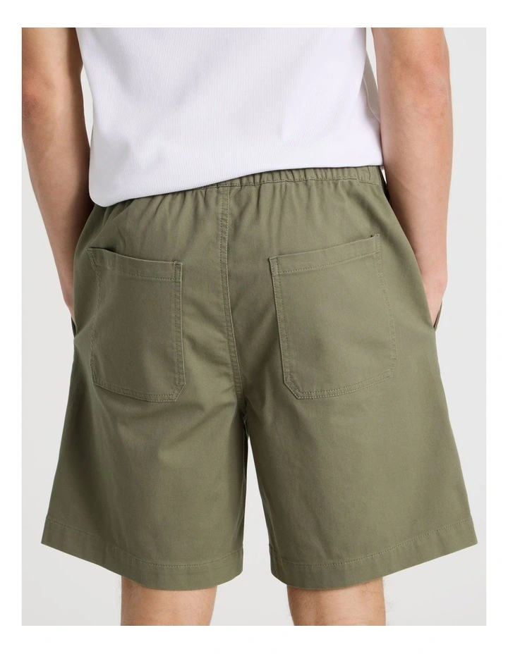 Elastic Waist Woven Shorts in Khaki image 6