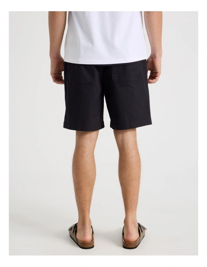 Elastic Waist Woven Shorts in Black image 5