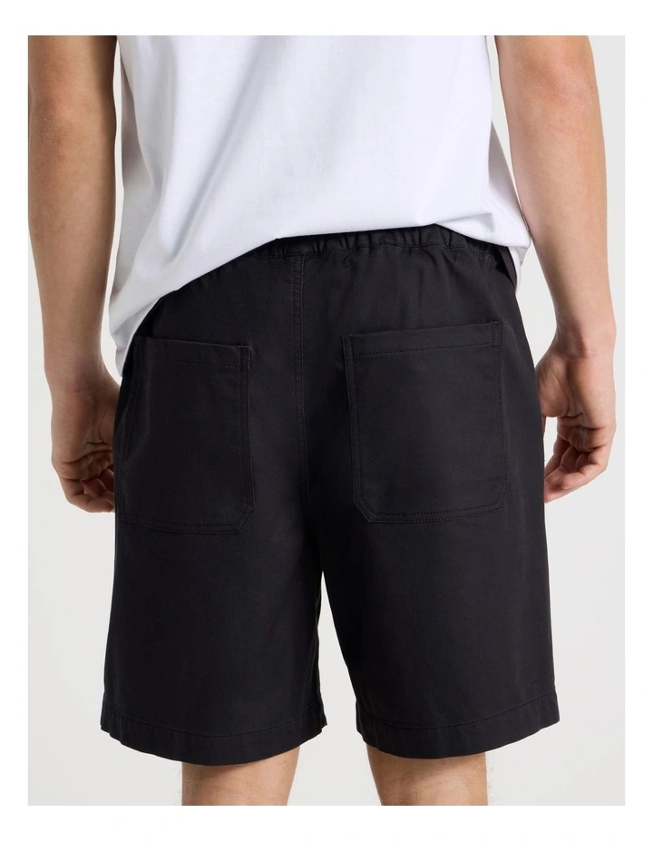 Elastic Waist Woven Shorts in Black image 6