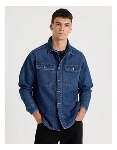 Denim Workwear Shirt in Mid Blues