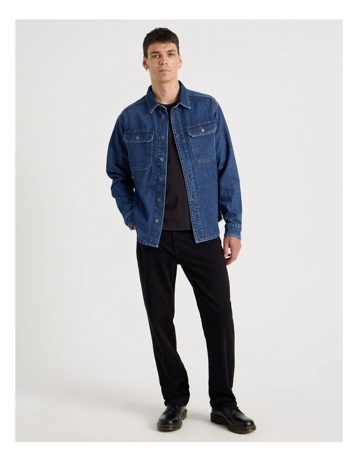 Denim Workwear Shirt in Mid Blues image 2