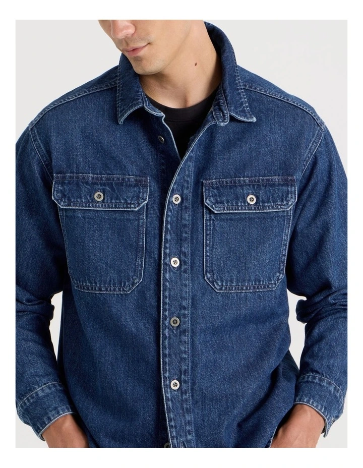 Denim Workwear Shirt in Mid Blues image 7