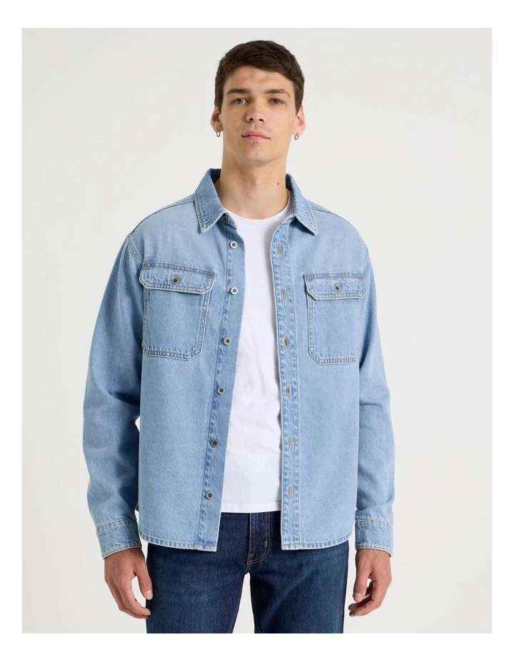 Denim Workwear Shirt in Light Blue image 1
