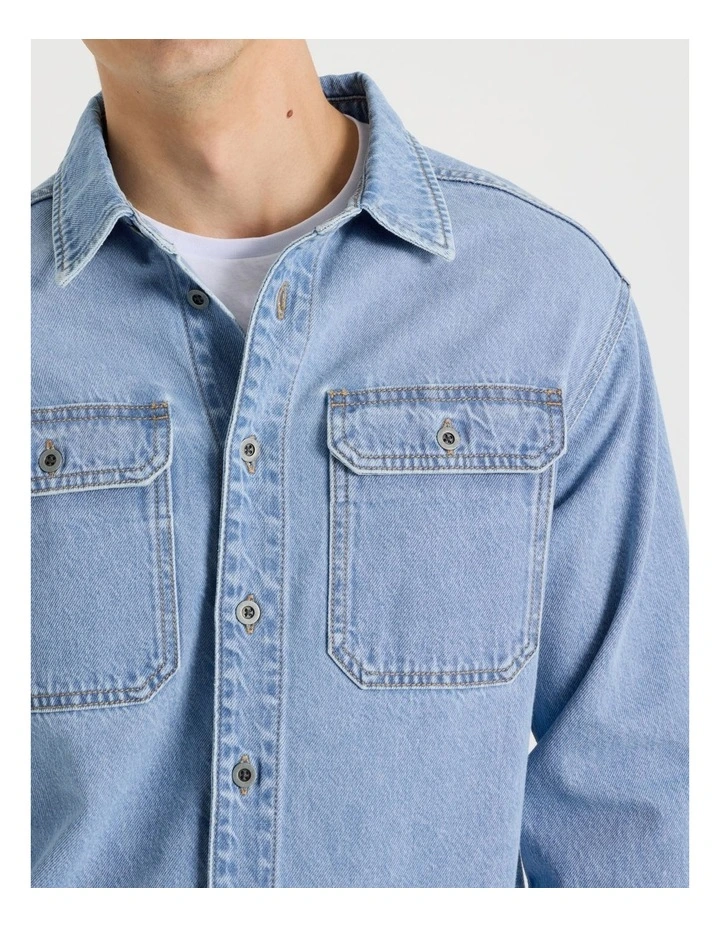 Denim Workwear Shirt in Light Blue image 4