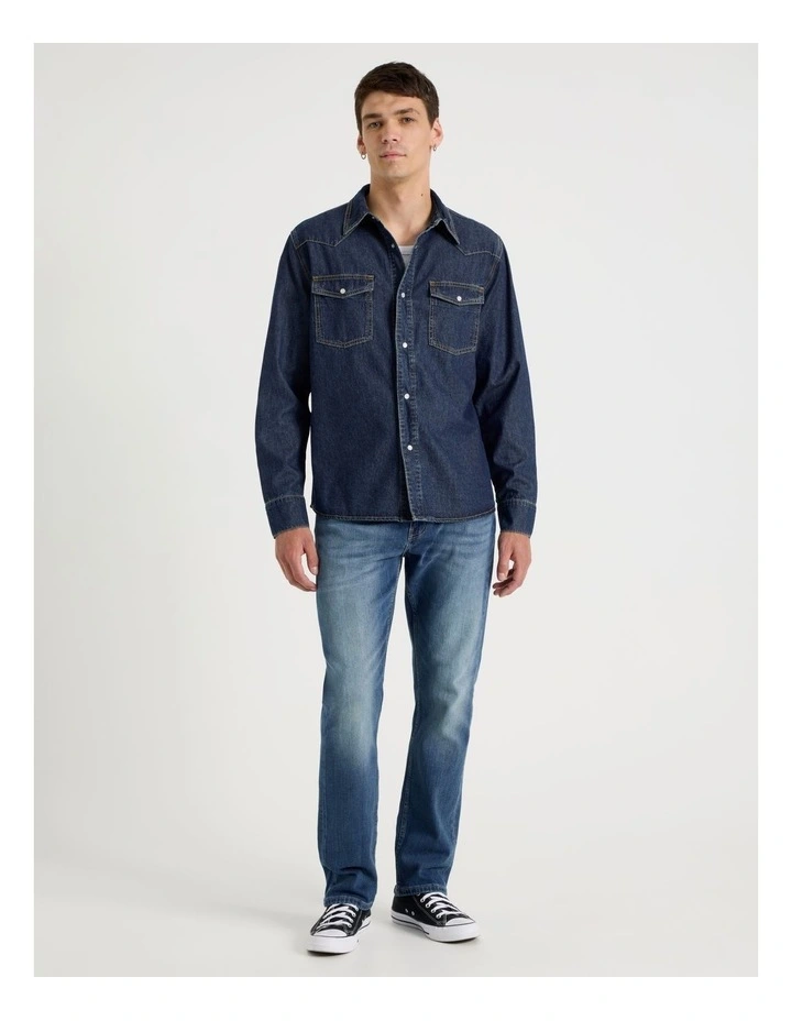 Denim Western Shirt in Dark Denim image 2