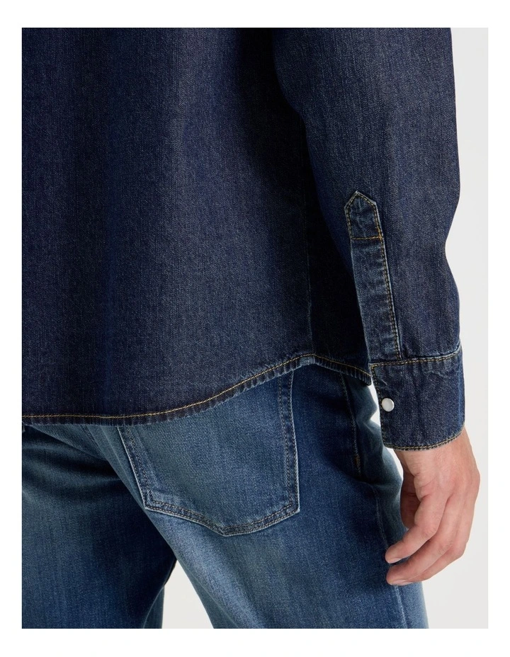 Denim Western Shirt in Dark Denim image 5