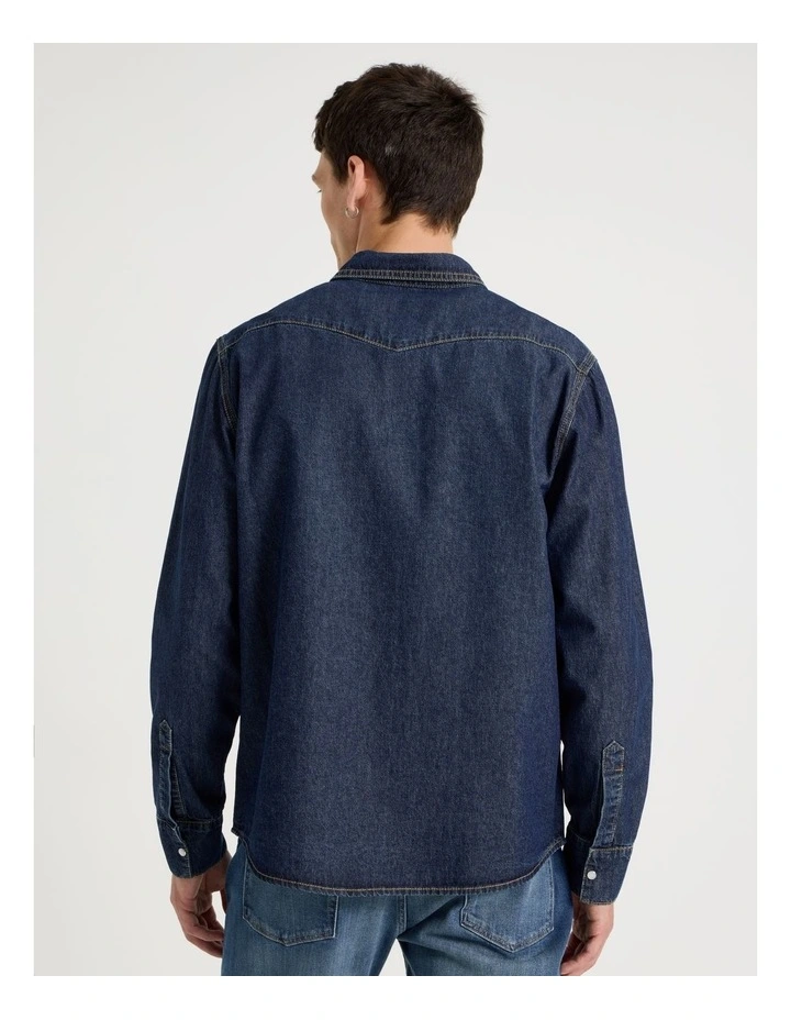 Denim Western Shirt in Dark Denim image 6