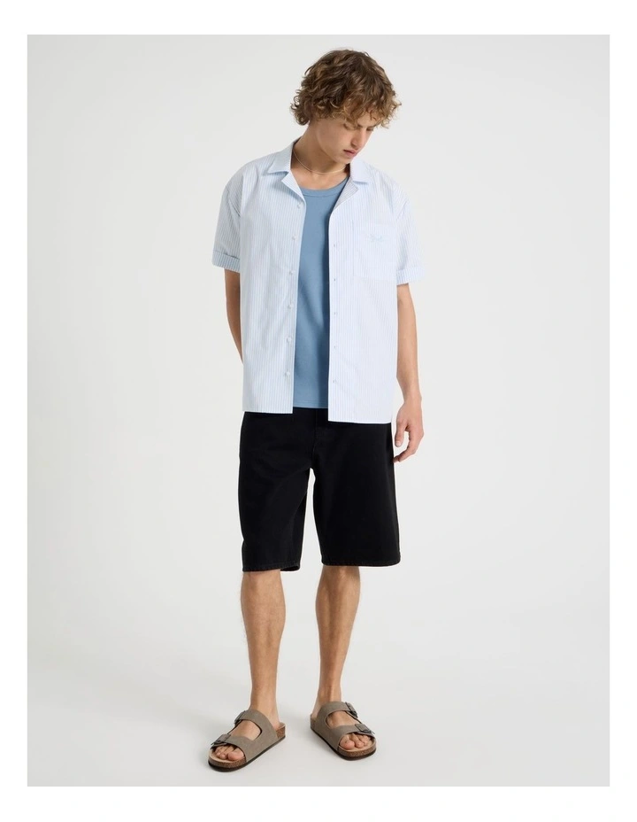 Embroidered Short Sleeve Stripe Shirt in Assorted image 2