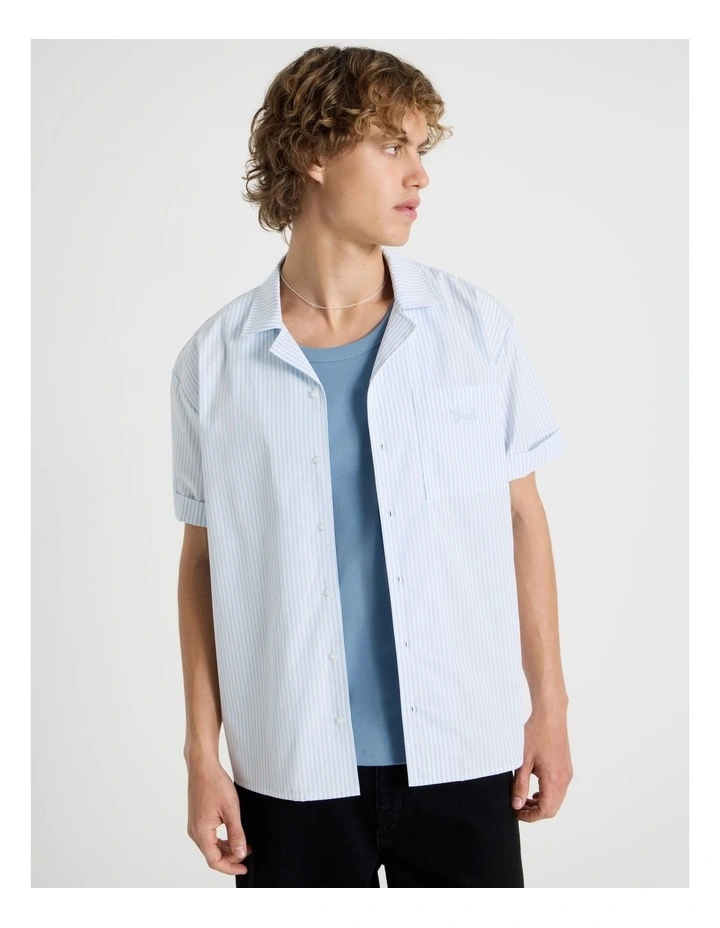 Embroidered Short Sleeve Stripe Shirt in Assorted image 3
