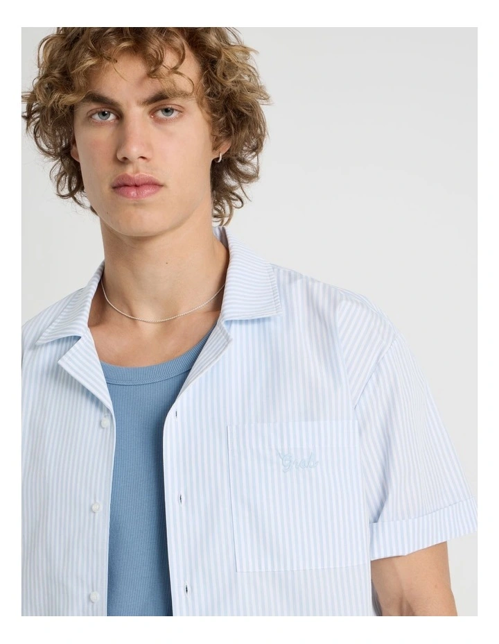 Embroidered Short Sleeve Stripe Shirt in Assorted image 4