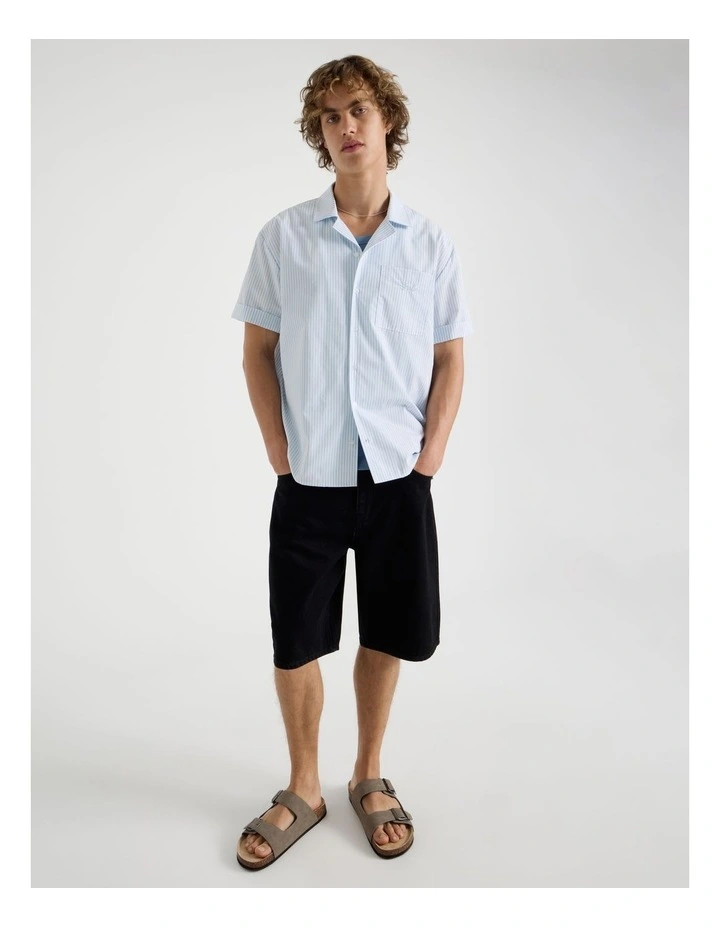 Embroidered Short Sleeve Stripe Shirt in Assorted image 5