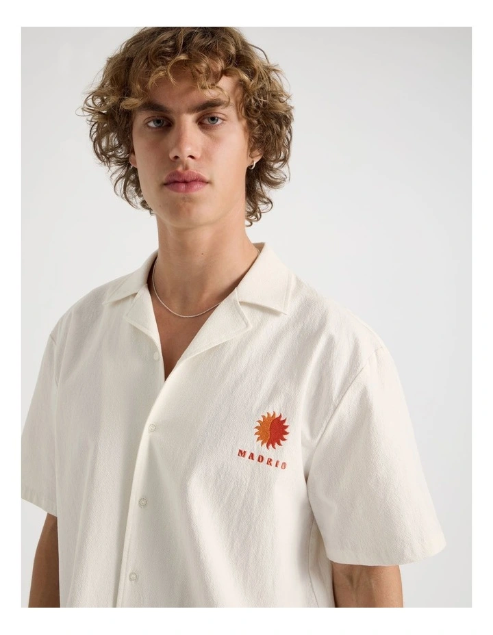 Embroidered Short Sleeve Shirt in White image 2