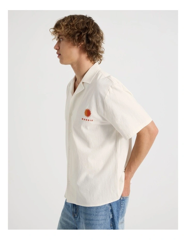 Embroidered Short Sleeve Shirt in White image 4