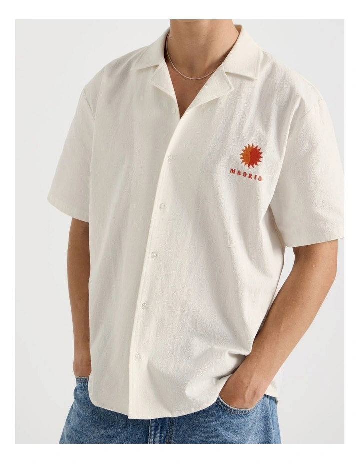 Embroidered Short Sleeve Shirt in White image 5